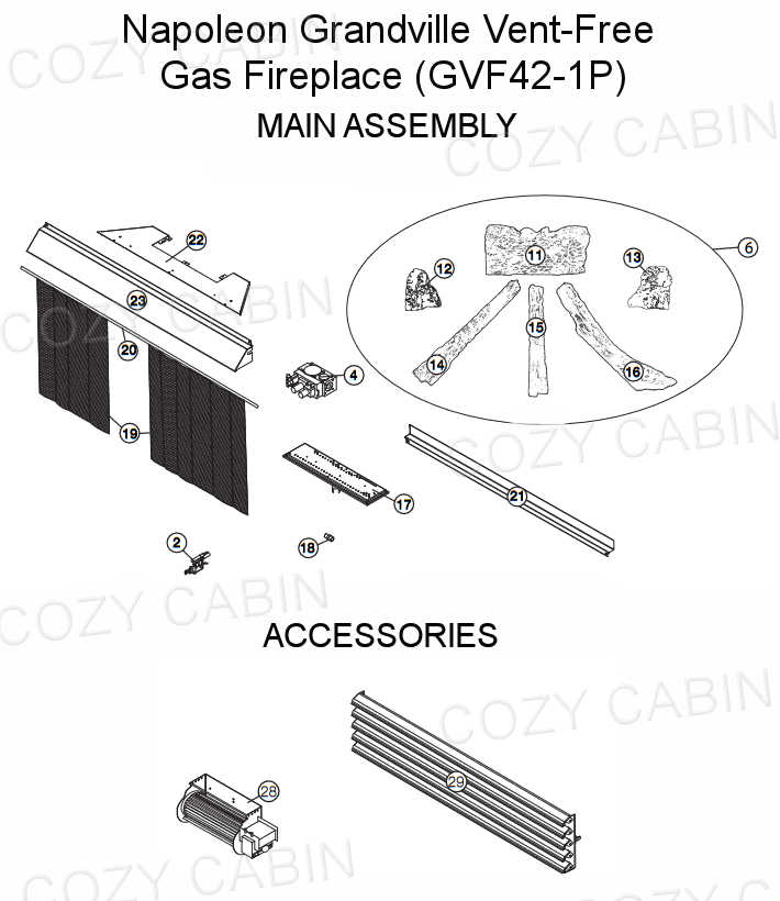 Grandville Vent-Free Propane Gas Fireplace (GVF42-1P) #GVF42-1P